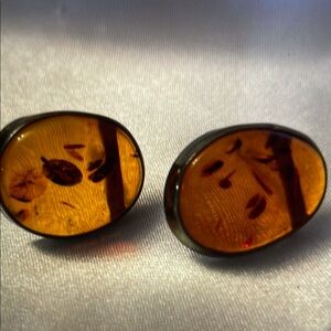 Amber Oval Post Earrings